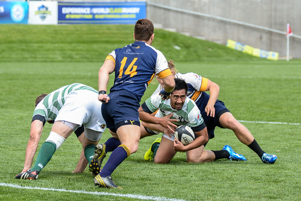 "The Denver Barbarians vs Belmont Shore in a Men's Pacific Rugby Premiership (PRP) game in Glendale, Colorado, USA, at Infinity Park Stadium."
